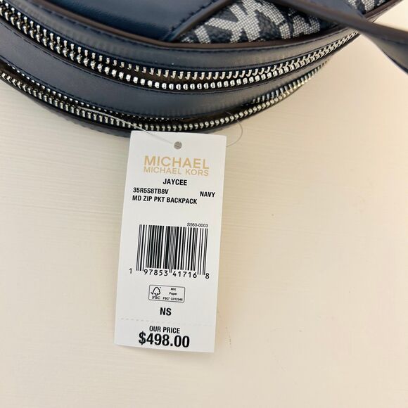 Michael Kors Jaycee Medium Ombré Signature Logo Backpack Navy - Picture 8 of 8